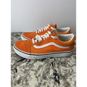 Vans Old Skool Orange White Suede Canvas Low Top Skate Shoes W 8 M 6.5